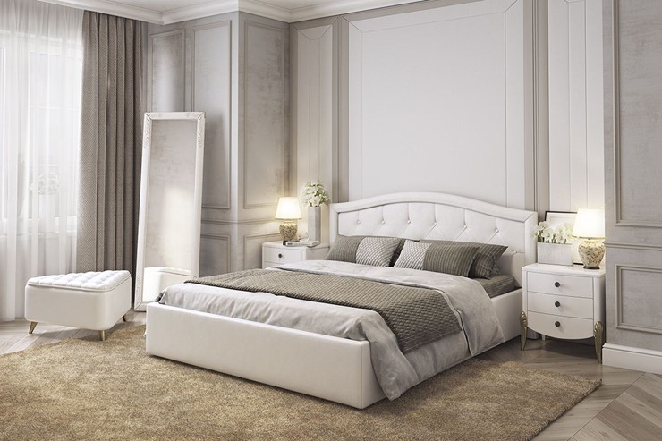 Кровать Верона 1,6 белый (экокожа) в Заводоуковске - изображение 3