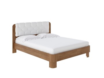 Двуспальная кровать Wood Home 1 160х200, Антик сосна/Экокожа Белый в Тюмени