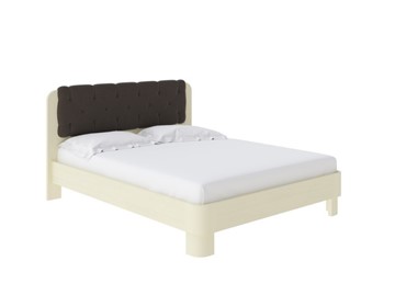 Спальная кровать Wood Home 1 180х200, Слоновая кость сосна/Велюр Лама Шоколад в Тюмени