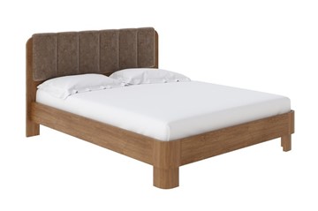 Кровать спальная Wood Home 2 200х200, Флок (Антик (сосна) с брашированием/Бентлей Какао) в Тюмени