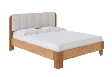 Кровать двуспальная Wood Home Lite 2 160х200, ЛДСП+ткань (ЛДСП Бунратти/Антик (сосна)/Лофти Лён) в Тюмени