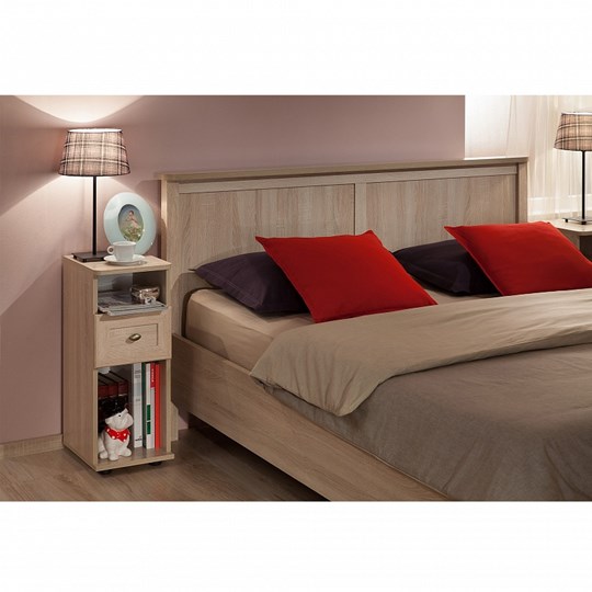 Спальная кровать Sherlock 43 + 3.1 Основание с гибкими ламелями металл 1400, Дуб Сонома в Тюмени - изображение 1