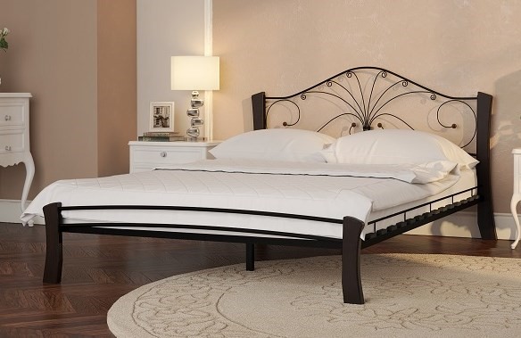 Полутороспальная кровать Фортуна 4 Лайт, 1400, черный/шоколад в Тюмени - изображение