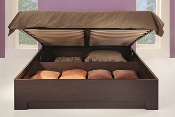 Кровать с подъемным ортопедическим основанием Парма-3 1400,  венге / экокожа caiman темный в Тюмени - предосмотр 3