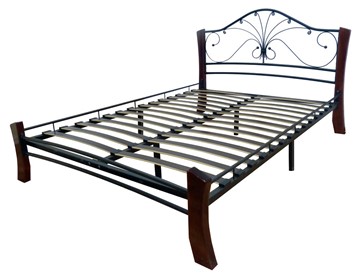 Полутороспальная кровать Фортуна 4 Лайт, 1400, черный/шоколад в Тюмени - предосмотр 1