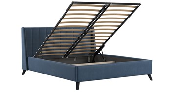 Кровать с механизмом Мелисса 160,арт. Тори 83 велюр (серо-синий) + кроватное дно в Тюмени - предосмотр 2