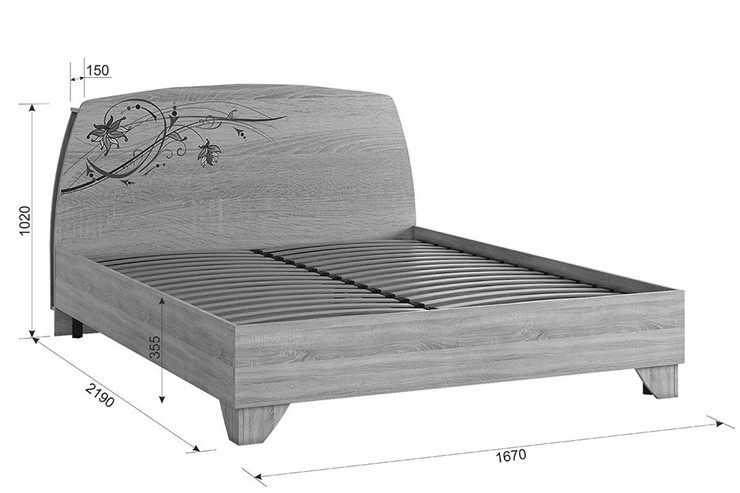 Кровать двуспальная Виктория-1 1.6, Дуб сонома в Тюмени - изображение 4