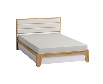 Двуспальная кровать Айрис 306 1800 с гибкими ламелями металл, Белый-Дуб золотистый в Тюмени