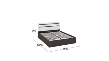 2-спальная кровать с подъемным механизмом Фьюжн ТД-260.01.04 (Белый глянец, Венге Линум) в Тюмени - предосмотр 2