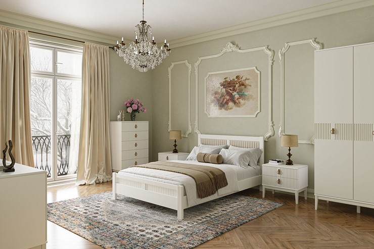 Кровать спальная Фрида (белый античный) 160х200 в Заводоуковске - изображение 2