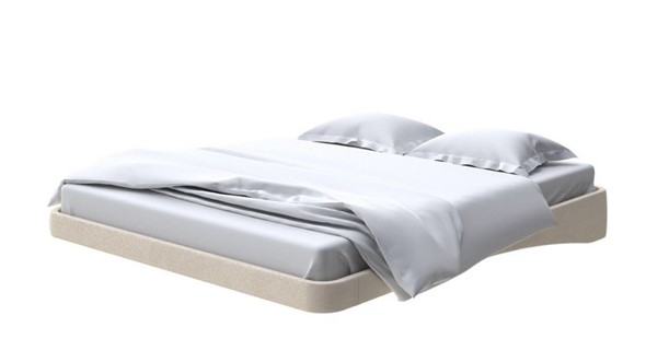 Кровать двуспальная парящая 160х200, Велюр (Ultra Песочный) в Тюмени - изображение
