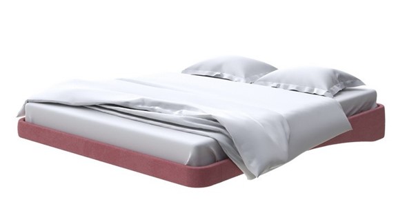 Кровать двуспальная парящая 160х200, Велюр (Ultra Багряный) в Заводоуковске - изображение