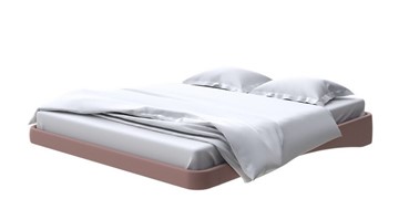 Кровать двуспальная парящая 180х200, Экокожа (Молочный шоколад) в Тюмени