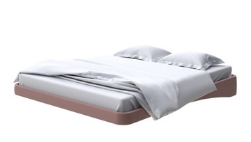 Кровать двуспальная парящая 200х200, Экокожа (Молочный шоколад) в Тюмени