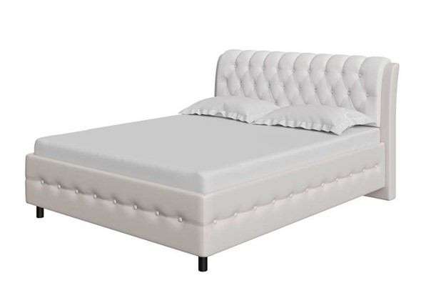 1,5-спальная кровать Como (Veda) 4 140х200, Экокожа (Кремовый с белым) в Тюмени - изображение