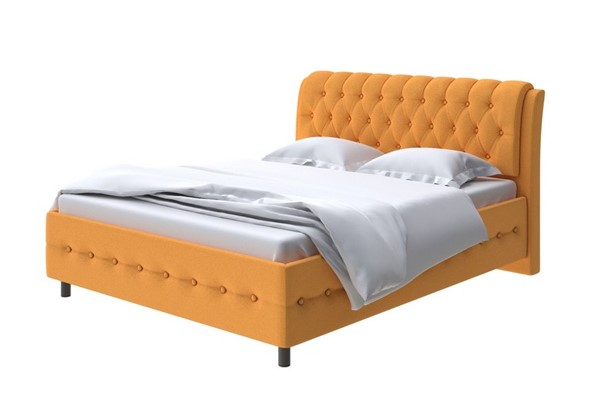 1,5-спальная кровать Como (Veda) 4 140х200, Велюр (Scandi Cotton 18 Шафран) в Заводоуковске - изображение