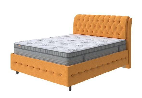 Кровать полутороспальная Como (Veda) 4 Grand 160х200, Велюр (Scandi Cotton 18 Шафран) в Тюмени - изображение