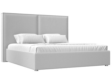 Двуспальная кровать с механизмом Аура 160, Белый (Экокожа) в Тюмени