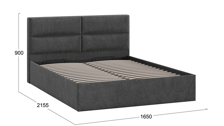 Кровать с механизмом двуспальная Глосс Тип 1 (Микровелюр Wellmart Graphite) в Заводоуковске - изображение 1