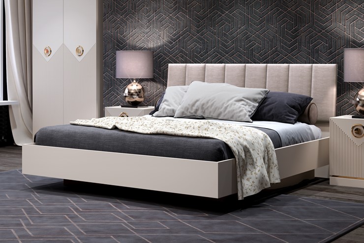 Кровать с механизмом 2-спальная Капри-7 (1600 Сатин, ткань Catania ivory) в Заводоуковске - изображение 2
