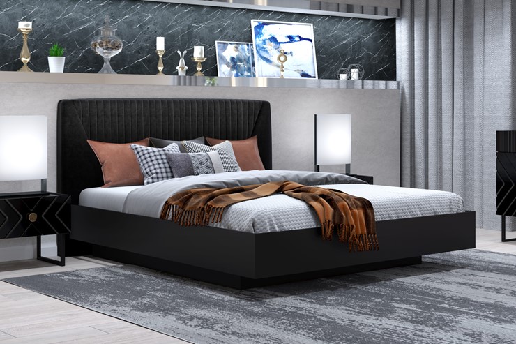 Кровать с механизмом 2х-спальная Марсель-11 (Черный, ткань Fenix black) 1800 в Заводоуковске - изображение 2