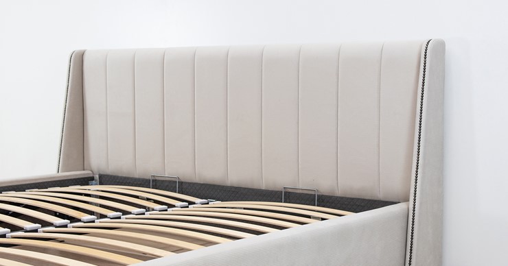 Двуспальная кровать с механизмом Мелисса 160,арт. Тори 56 велюр (светло-бежевый) + кроватное дно в Тюмени - изображение 9