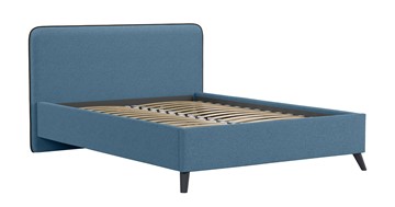 Кровать с механизмом 1.5-спальная Миа, 140 Bravo blue (светло-синий) / кант Лайт 10 Велюр (коричневый) + кроватное дно в Тюмени - предосмотр 1