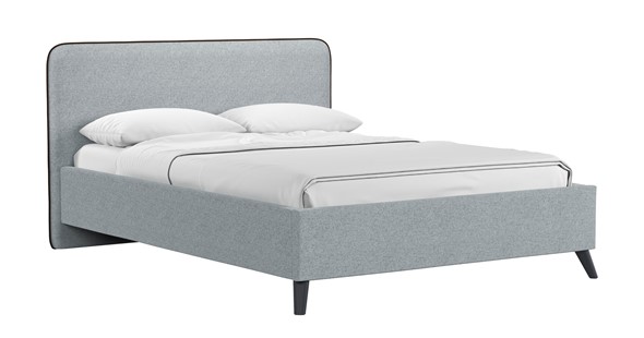 Кровать с механизмом 1.5-спальная Миа, 140 Bravo grey (серый) / кант Лайт 10 Велюр (коричневый) + кроватное дно в Тюмени - изображение