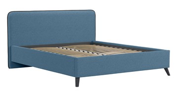 Кровать с механизмом Миа, 160 Bravo blue (светло-синий) / кант Лайт 10 Велюр (коричневый) + кроватное дно в Тюмени - предосмотр 1