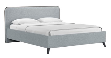 Кровать с механизмом 2-спальная Миа, 160 Bravo grey (серый) / кант Лайт 10 Велюр (коричневый) + кроватное дно в Заводоуковске