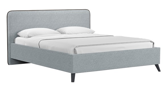 Кровать с механизмом 2-спальная Миа, 160 Bravo grey (серый) / кант Лайт 10 Велюр (коричневый) + кроватное дно в Тюмени - изображение