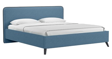 Кровать с механизмом Миа, 180 Bravo blue (светло-синий) / кант Лайт 10 Велюр (коричневый) + кроватное дно в Заводоуковске
