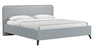 Кровать с механизмом 2-спальная Миа, 180 Bravo grey (серый) / кант Лайт 10 Велюр (коричневый) + кроватное дно в Тюмени