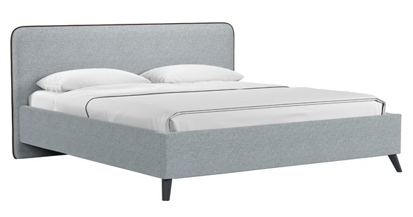 Кровать с механизмом 2-спальная Миа, 180 Bravo grey (серый) / кант Лайт 10 Велюр (коричневый) + кроватное дно в Тюмени - изображение