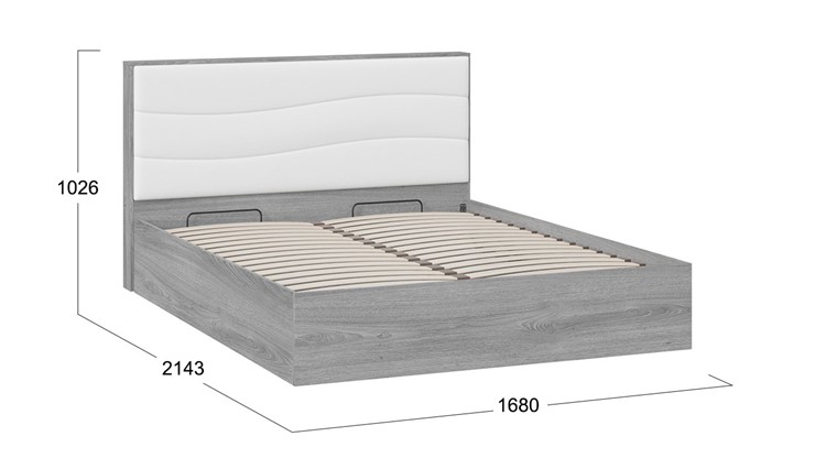 Кровать с механизмом 2-спальная Миранда тип 1 (Дуб Гамильтон/Белый глянец) в Тюмени - изображение 1