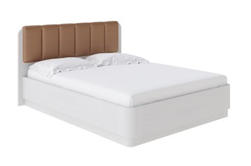 Кровать с механизмом двуспальная Wood Home 2 160х200, Экокожа (Белая эмаль (сосна) с брашированием/Бронзовый перламутр (5069)) в Тюмени