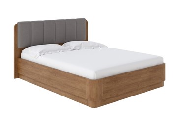 Кровать с подъемным механизмом Wood Home 2 160х200, Велюр (Антик (сосна) с брашированием/Лама Светло-серый) в Тюмени