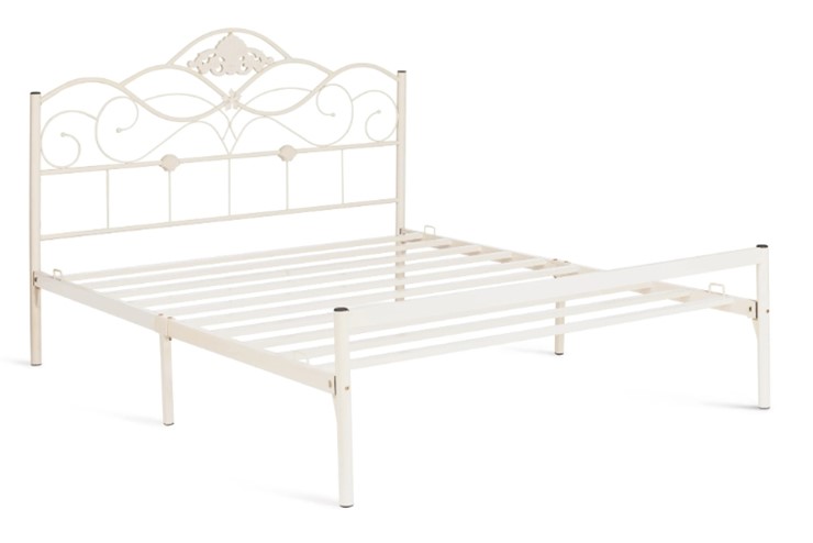 Кровать с основанием Federica (mod. AT-881) дерево гевея/металл, 160*200 (Queen bed), Белый (butter white) в Тюмени - изображение 1