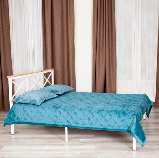 Кровать с основанием Iris (mod.9311) дерево гевея/металл, 160*200 см (Queen bed), Белый (White) в Тюмени - изображение 9