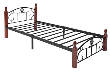 Кровать с основанием РУМБА (AT-203)/ RUMBA дерево гевея/металл, 120*200 см (middle bed), красный дуб/черный в Тюмени - предосмотр 2