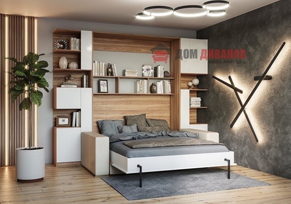 Кровать-шкаф с диваном Дина, 1400х2000 в Заводоуковске - изображение