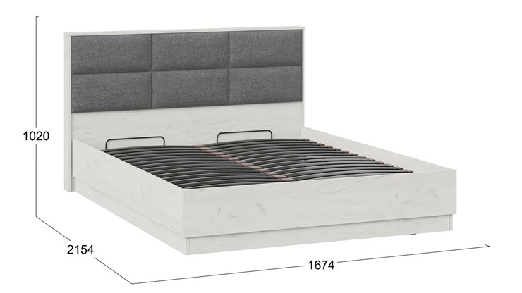 Кровать с подъемным механизмом Либерти, Дуб крафт белый/Графит СМ-297.01.002 в Тюмени - изображение 3