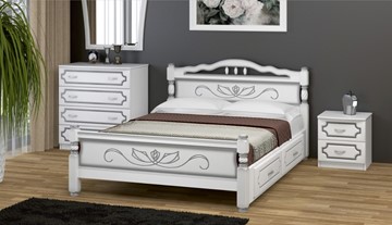 Кровать с выкатными ящиками Карина-5 (Белый Жемчуг) 160х200 в Заводоуковске