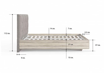 Кровать с подъемным механизмом Victoria (ясень анкор) 140х200 в Ишиме - предосмотр 1