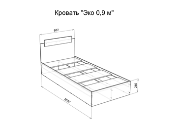 Спальная кровать Эко 900 ЛДСП, Венге/Сосна в Заводоуковске - предосмотр 1