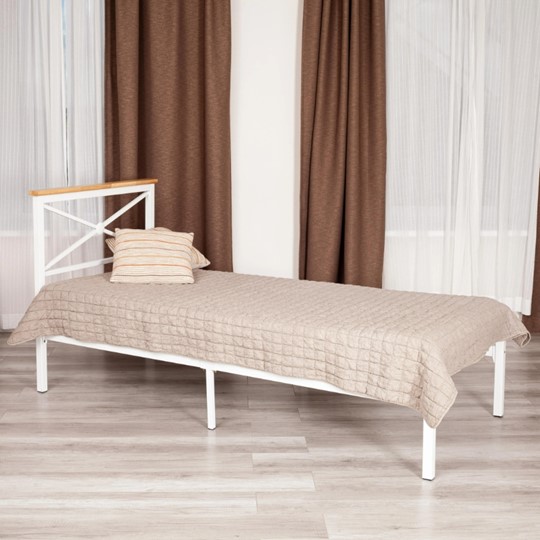 Кровать Iris (mod.9311) дерево гевея/металл, 90*200 см (Single bed), Белый (White) в Тюмени - изображение 8