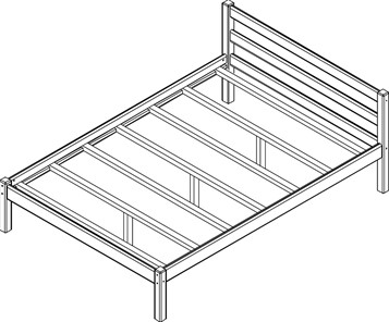 Кровать односпальная Рино с опорными брусками 140х200 массив сосны, без покрытия в Тюмени - предосмотр 1