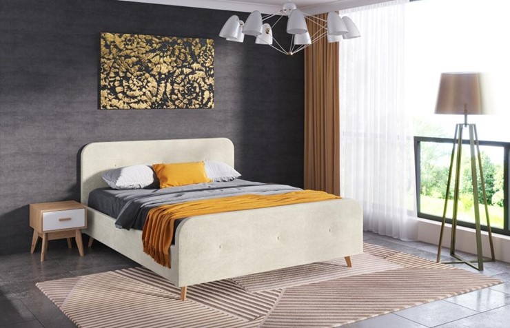 Кровать 1-спальная Сиерра 1200 (с основанием) Торонто светло-бежевый в Заводоуковске - изображение 1
