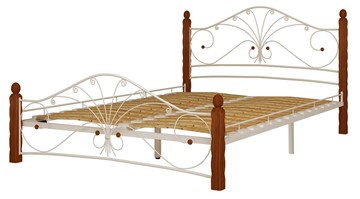 Спальная кровать Фортуна 1, 1600, белый/махагон в Тюмени - предосмотр 1