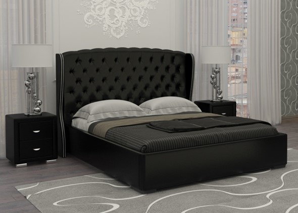 Кровать Dario Grace 140x200, Экокожа (Черный) в Заводоуковске - изображение